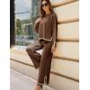 imageTanming Womens 2 Piece Outfits Long Sleeve Knit Sweater Top Wide Leg Pants Lounge Sets TracksuitsBrown