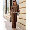 imageTanming Womens 2 Piece Outfits Long Sleeve Knit Sweater Top Wide Leg Pants Lounge Sets TracksuitsBrown