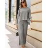imageTanming Womens 2 Piece Outfits Long Sleeve Knit Sweater Top Wide Leg Pants Lounge Sets TracksuitsGrey