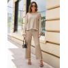 imageTanming Womens 2 Piece Outfits Long Sleeve Knit Sweater Top Wide Leg Pants Lounge Sets TracksuitsKhaki