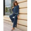 imageTanming Womens 2 Piece Outfits Long Sleeve Knit Sweater Top Wide Leg Pants Lounge Sets TracksuitsNavy