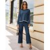 imageTanming Womens 2 Piece Outfits Long Sleeve Knit Sweater Top Wide Leg Pants Lounge Sets TracksuitsNavy