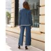 imageTanming Womens 2 Piece Outfits Long Sleeve Knit Sweater Top Wide Leg Pants Lounge Sets TracksuitsNavy