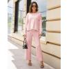 imageTanming Womens 2 Piece Outfits Long Sleeve Knit Sweater Top Wide Leg Pants Lounge Sets TracksuitsPink