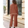 imageTanming Womens 2 Piece Outfits Long Sleeve Knit Sweater Top Wide Leg Pants Lounge Sets TracksuitsRust