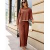imageTanming Womens 2 Piece Outfits Long Sleeve Knit Sweater Top Wide Leg Pants Lounge Sets TracksuitsRust