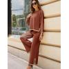 imageTanming Womens 2 Piece Outfits Long Sleeve Knit Sweater Top Wide Leg Pants Lounge Sets TracksuitsRust