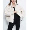 imageTanming Womens Casual Puffer Jacket Long Sleeve Full Zip Black Padded Winter CoatBeige