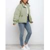 imageTanming Womens Casual Puffer Jacket Long Sleeve Full Zip Black Padded Winter CoatGreen