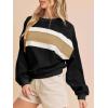 imageTanming Womens Casual Sweatshirt Crewneck Patchwork Pullover Tops Long Sleeve Color Block ShirtsBlack