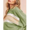 imageTanming Womens Casual Sweatshirt Crewneck Patchwork Pullover Tops Long Sleeve Color Block ShirtsGreen