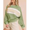 imageTanming Womens Casual Sweatshirt Crewneck Patchwork Pullover Tops Long Sleeve Color Block ShirtsGreen