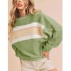 imageTanming Womens Casual Sweatshirt Crewneck Patchwork Pullover Tops Long Sleeve Color Block ShirtsGreen