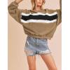 imageTanming Womens Casual Sweatshirt Crewneck Patchwork Pullover Tops Long Sleeve Color Block ShirtsKhaki