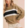 imageTanming Womens Casual Sweatshirt Crewneck Patchwork Pullover Tops Long Sleeve Color Block ShirtsKhaki