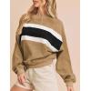 imageTanming Womens Casual Sweatshirt Crewneck Patchwork Pullover Tops Long Sleeve Color Block ShirtsKhaki