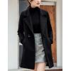 imageTanming Womens Elegant Notched Collar Button Wool Blend Solid Long Pea Coat OvercoatBlack