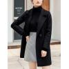 imageTanming Womens Elegant Notched Collar Button Wool Blend Solid Long Pea Coat OvercoatBlack