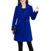 imageTanming Womens Elegant Notched Collar Button Wool Blend Solid Long Pea Coat OvercoatBlue