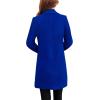 imageTanming Womens Elegant Notched Collar Button Wool Blend Solid Long Pea Coat OvercoatBlue