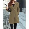 imageTanming Womens Elegant Notched Collar Button Wool Blend Solid Long Pea Coat OvercoatCamel
