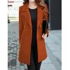 imageTanming Womens Elegant Notched Collar Button Wool Blend Solid Long Pea Coat OvercoatCaramel