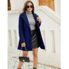 imageTanming Womens Elegant Notched Collar Button Wool Blend Solid Long Pea Coat OvercoatNavy