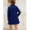 imageTanming Womens Elegant Notched Collar Button Wool Blend Solid Long Pea Coat OvercoatNavy