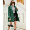 imageTanming Womens Elegant Notched Collar Button Wool Blend Solid Long Pea Coat OvercoatTeal