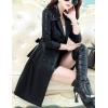 imageTanming Womens Fashion Lapel Double Breasted Lambskin Leather Mid Long Jacket CoatBlack