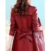 imageTanming Womens Fashion Lapel Double Breasted Lambskin Leather Mid Long Jacket CoatWine Red