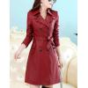 imageTanming Womens Fashion Lapel Double Breasted Lambskin Leather Mid Long Jacket CoatWine Red