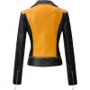 imageTanming Womens Faux Leather Moto Biker Short Coat JacketC Yellow14
