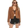 imageTanming Womens Faux Leather Moto Biker Short Coat JacketH Suedebrown