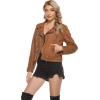 imageTanming Womens Faux Leather Moto Biker Short Coat JacketH Suedebrown