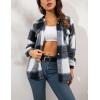 imageTanming Womens Flannel Plaid Shacket Wool Blend Button Down Shirt Fall Fashion JacketBlue