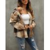 imageTanming Womens Flannel Plaid Shacket Wool Blend Button Down Shirt Fall Fashion JacketBrown