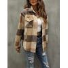 imageTanming Womens Flannel Plaid Shacket Wool Blend Button Down Shirt Fall Fashion JacketBrown