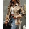 imageTanming Womens Flannel Plaid Shacket Wool Blend Button Down Shirt Fall Fashion JacketBrown