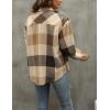 imageTanming Womens Flannel Plaid Shacket Wool Blend Button Down Shirt Fall Fashion JacketBrown