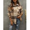 imageTanming Womens Flannel Plaid Shacket Wool Blend Button Down Shirt Fall Fashion JacketBrown
