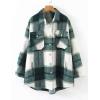 imageTanming Womens Flannel Plaid Shacket Wool Blend Button Down Shirt Fall Fashion JacketGreen