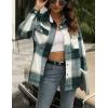 imageTanming Womens Flannel Plaid Shacket Wool Blend Button Down Shirt Fall Fashion JacketGreen
