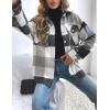 imageTanming Womens Flannel Plaid Shacket Wool Blend Button Down Shirt Fall Fashion JacketGrey
