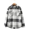 imageTanming Womens Flannel Plaid Shacket Wool Blend Button Down Shirt Fall Fashion JacketGrey