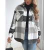imageTanming Womens Flannel Plaid Shacket Wool Blend Button Down Shirt Fall Fashion JacketGrey