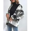 imageTanming Womens Flannel Plaid Shacket Wool Blend Button Down Shirt Fall Fashion JacketGrey