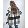imageTanming Womens Flannel Plaid Shacket Wool Blend Button Down Shirt Fall Fashion JacketGrey