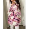 imageTanming Womens Flannel Plaid Shacket Wool Blend Button Down Shirt Fall Fashion JacketPink