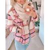 imageTanming Womens Flannel Plaid Shacket Wool Blend Button Down Shirt Fall Fashion JacketPink
